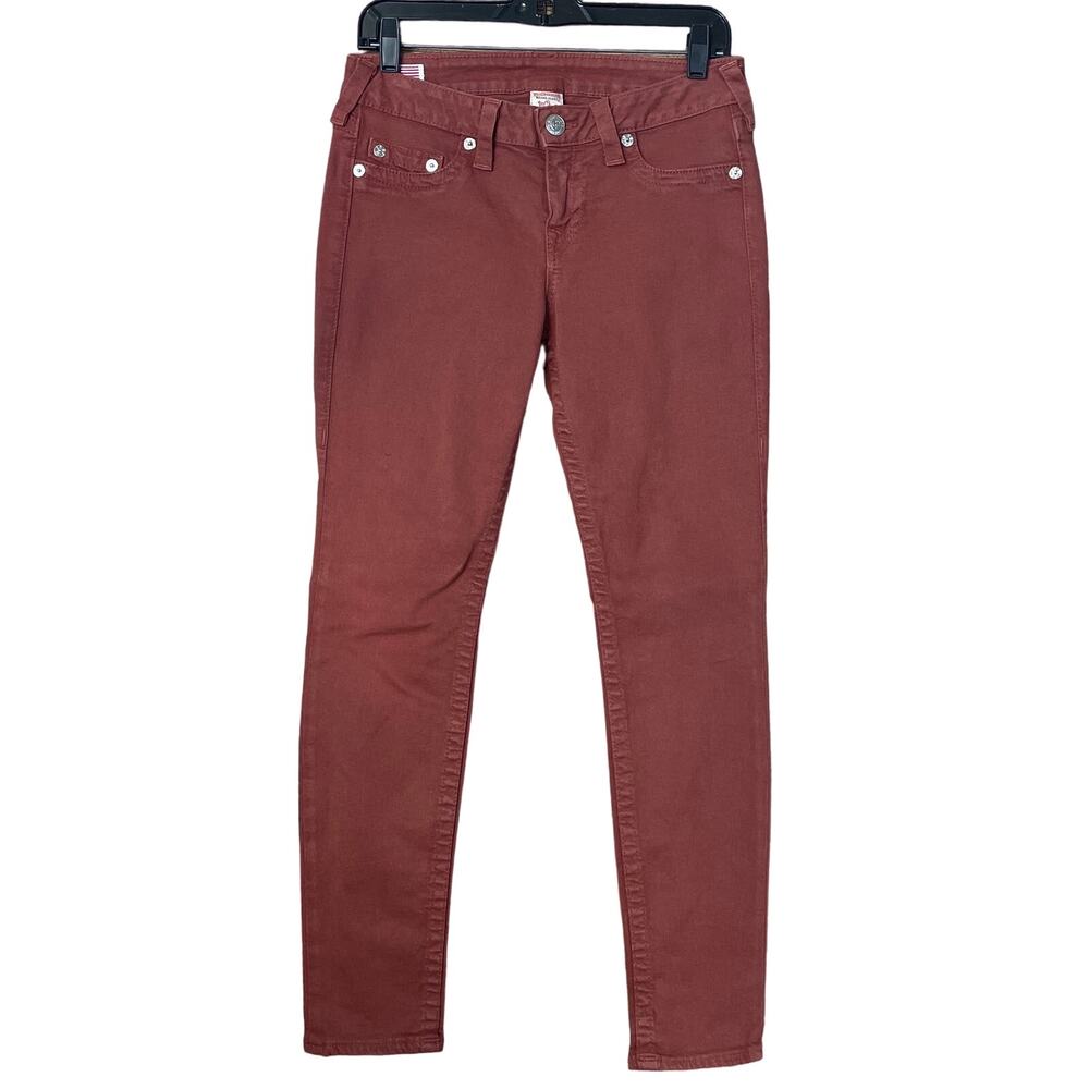 True Religion Halle Higher Rise Skinny Leggings Jeans Rust Orange Size 28